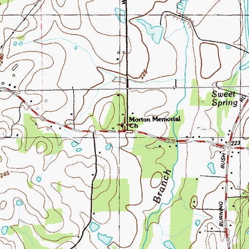 Topographic Map of Morton Memorial Church, GA