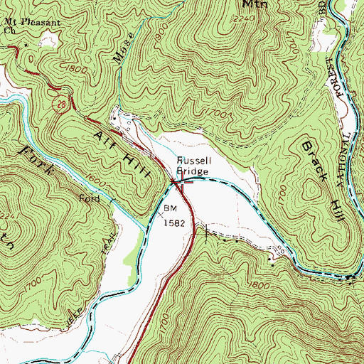 Topographic Map of Mose Branch, GA