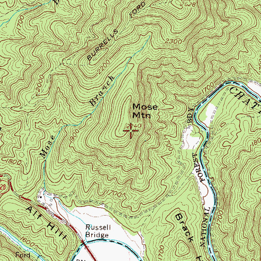 Topographic Map of Mose Mountain, GA