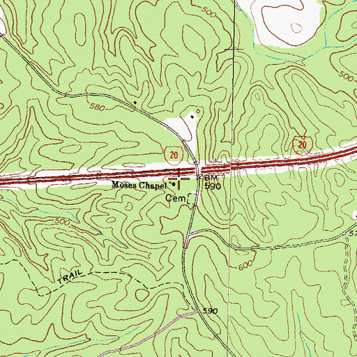 Topographic Map of Moses Chapel, GA