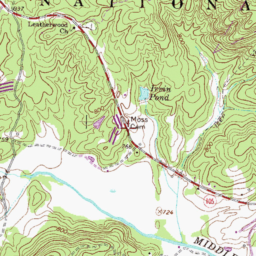 Topographic Map of Moss Cemetery, GA