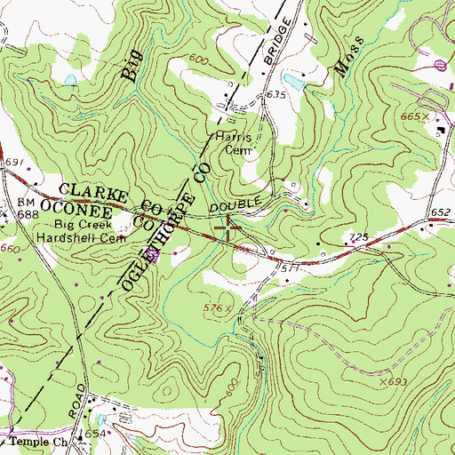 Topographic Map of Moss Creek, GA