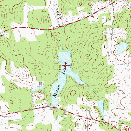 Topographic Map of Moss Lake, GA