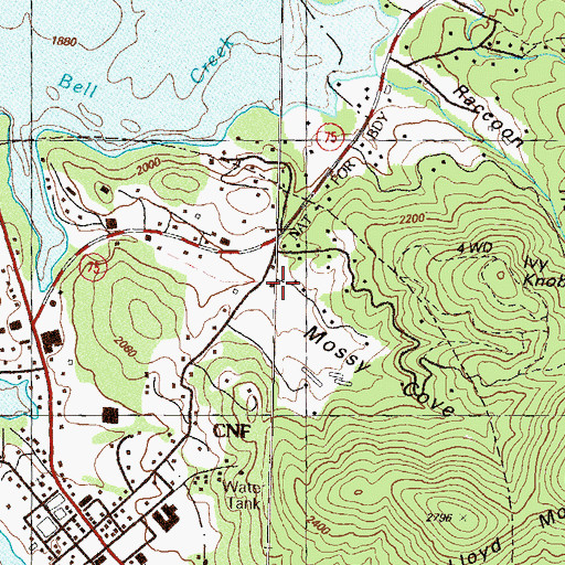 Topographic Map of Mossy Cove, GA