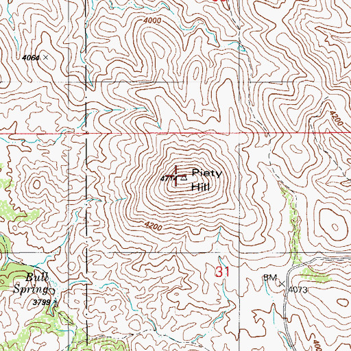 Topographic Map of Piety Hill, AZ