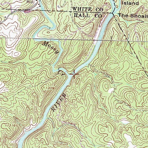 Topographic Map of Mossy Creek, GA