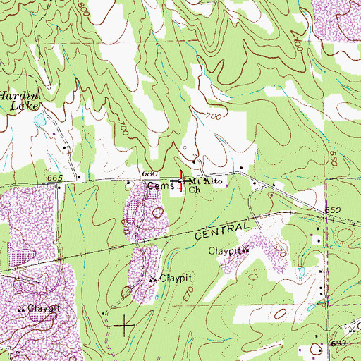 Topographic Map of Mount Alto Church, GA