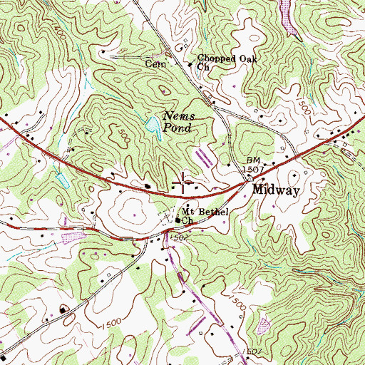 Topographic Map of Mount Bethel Church, GA