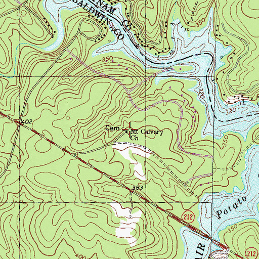 Topographic Map of Mount Calvary Church, GA
