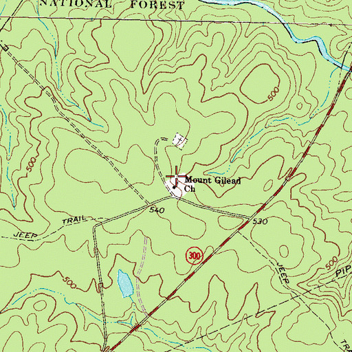 Topographic Map of Mount Gilead Church, GA