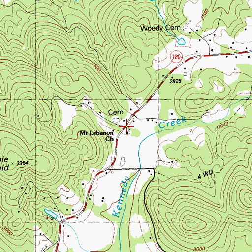 Topographic Map of Mount Lebanon Church, GA