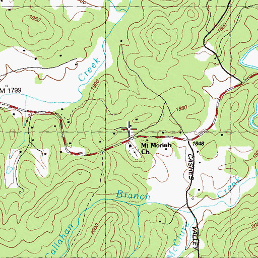 Topographic Map of Mount Moriah School, GA