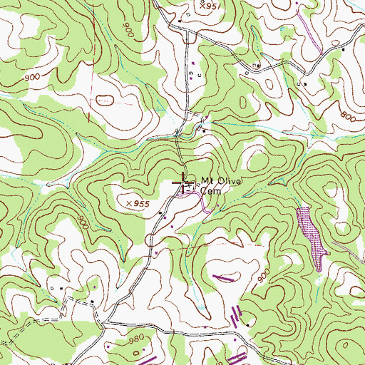 Topographic Map of Mount Olive Cemetery, GA