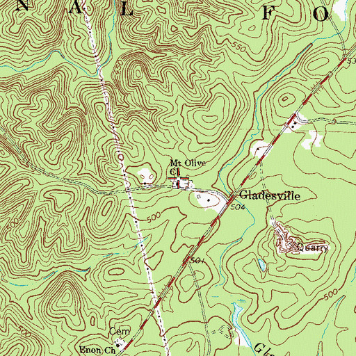 Topographic Map of Mount Olive Church, GA