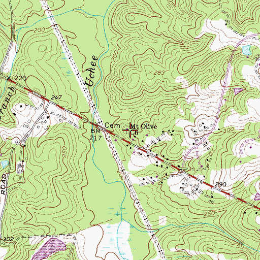 Topographic Map of Mount Olive Church, GA