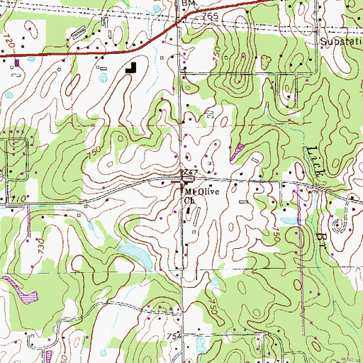 Topographic Map of Mount Olive Church, GA