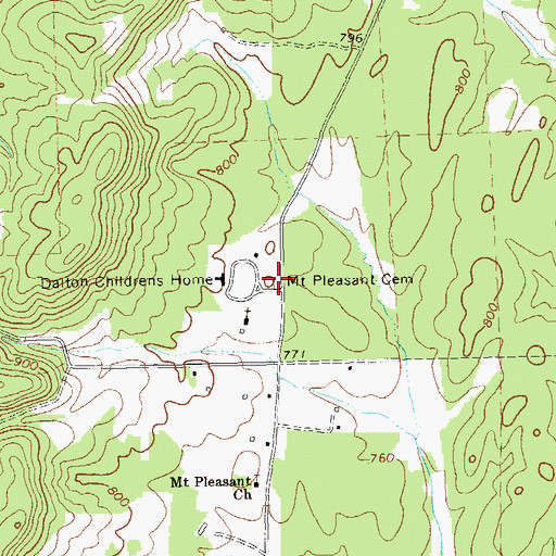 Topographic Map of Mount Pleasant Cemetery, GA