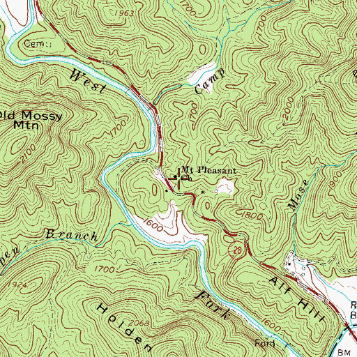 Topographic Map of Mount Pleasant Church, GA
