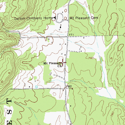 Topographic Map of Mount Pleasant Church, GA