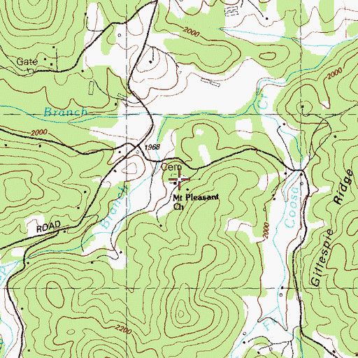 Topographic Map of Mount Pleasant Church, GA