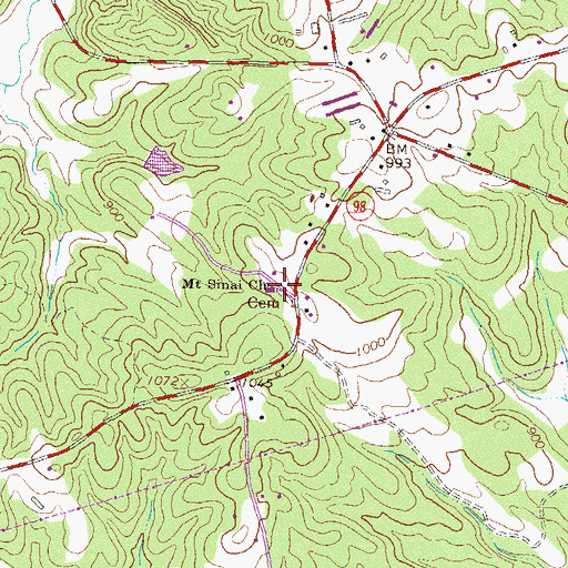 Topographic Map of Mount Sinai Church, GA