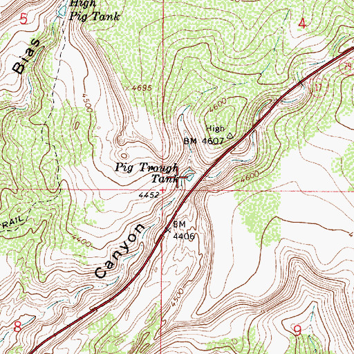 Topographic Map of Pig Trough Tank, AZ