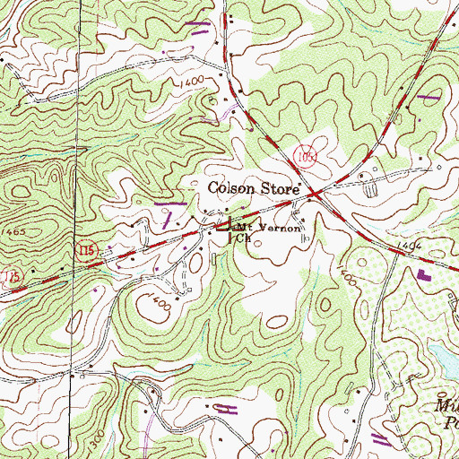 Topographic Map of Mount Vernon Church, GA