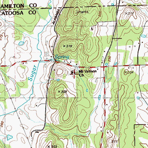 Topographic Map of Mount Vernon Church, GA