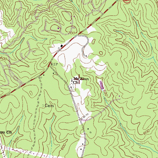 Topographic Map of Mount Zion Church, GA