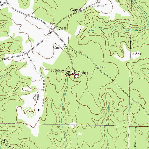 Topographic Map of Mount Zion Church, GA