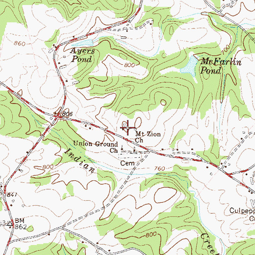 Topographic Map of Mount Zion Church, GA