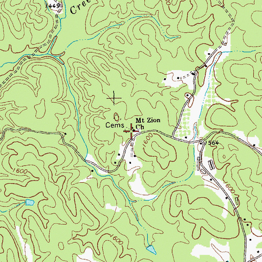 Topographic Map of Mount Zion Church, GA