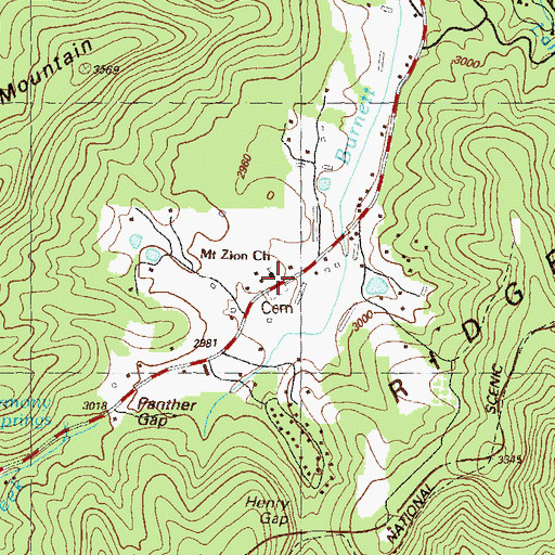 Topographic Map of Mount Zion Church, GA