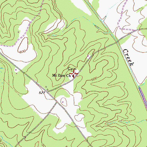Topographic Map of Mount Zion Baptist Church, GA