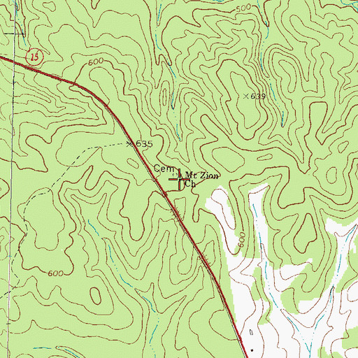 Topographic Map of Mount Zion Church, GA