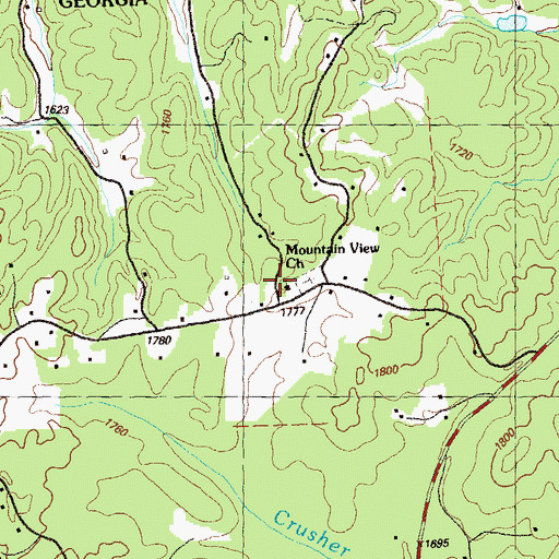 Topographic Map of Mountain View Church, GA