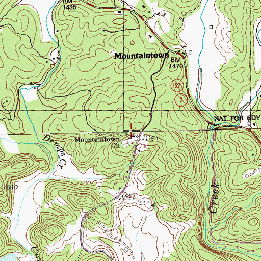 Topographic Map of Mountaintown Church, GA