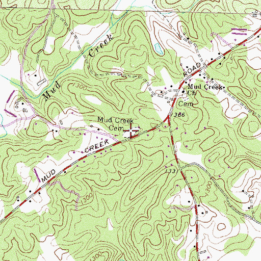 Topographic Map of Mud Creek Cemetery, GA