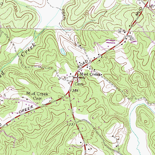Topographic Map of Mud Creek Church, GA