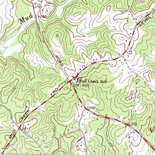 Topographic Map of Mud Creek School, GA