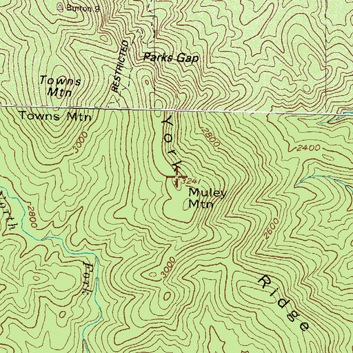 Topographic Map of Muley Mountain, GA