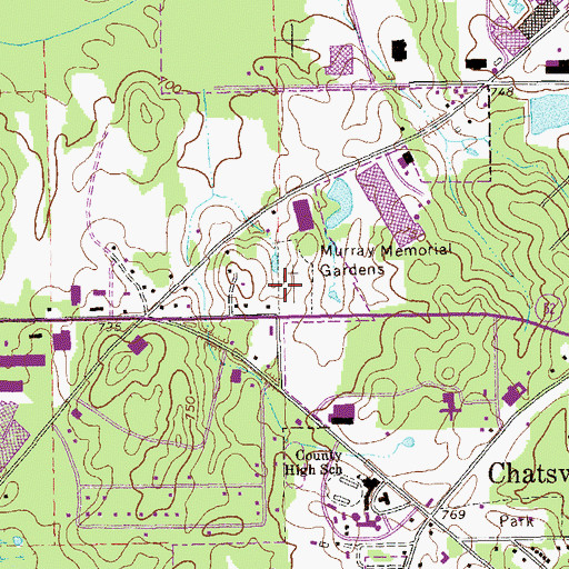 Topographic Map of Murray Memorial Gardens Cemetery, GA