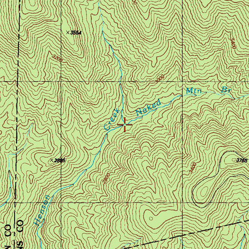 Topographic Map of Naked Mountain Branch, GA