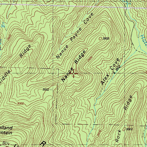 Topographic Map of Nance Ridge, GA