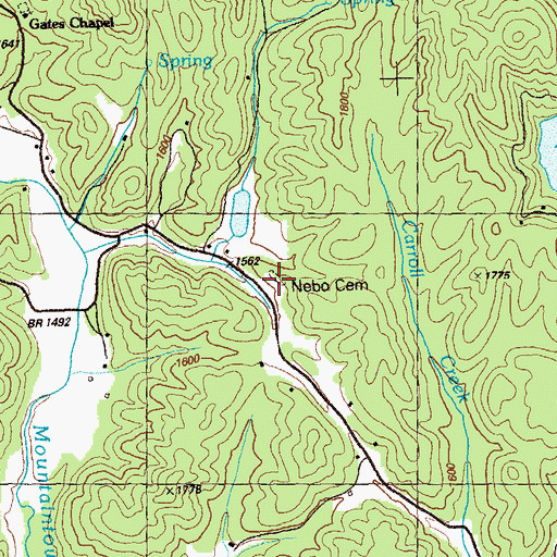 Topographic Map of Mount Nebo Cemetery, GA