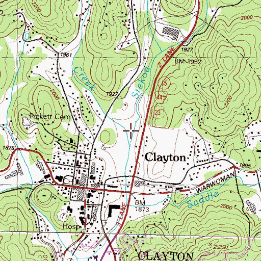 Topographic Map of Needy Creek, GA