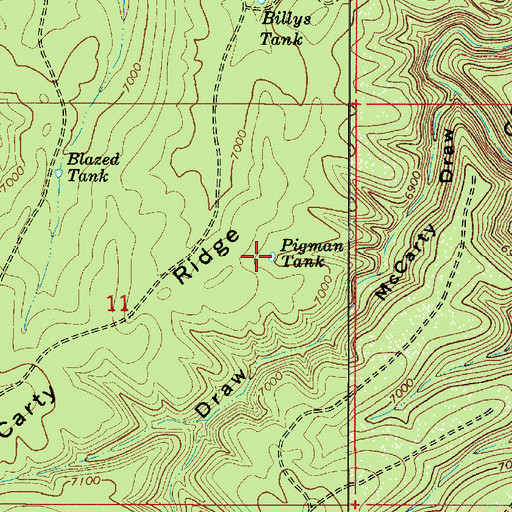 Topographic Map of Pigman Tank, AZ