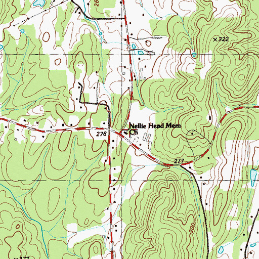 Topographic Map of Nellie Head Memorial Church, GA