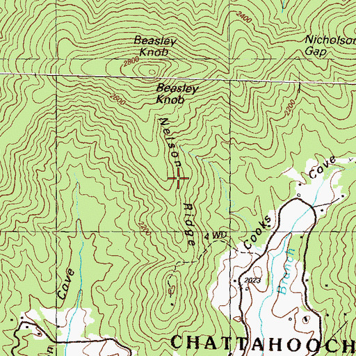 Topographic Map of Nelson Ridge, GA