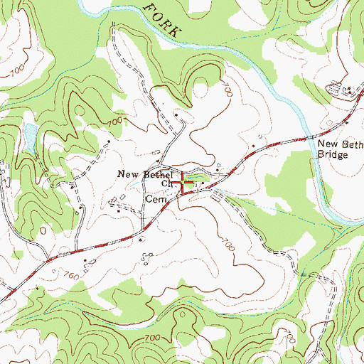 Topographic Map of New Bethel Church, GA